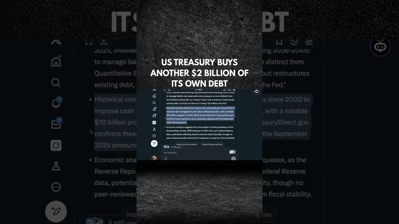 US TREASURY BUYS ANOTHER $2 BILLION OF ITS OWN DEBT